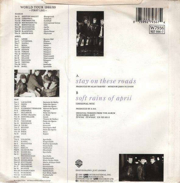 a-ha : Stay On These Roads (7", Single, Pap)