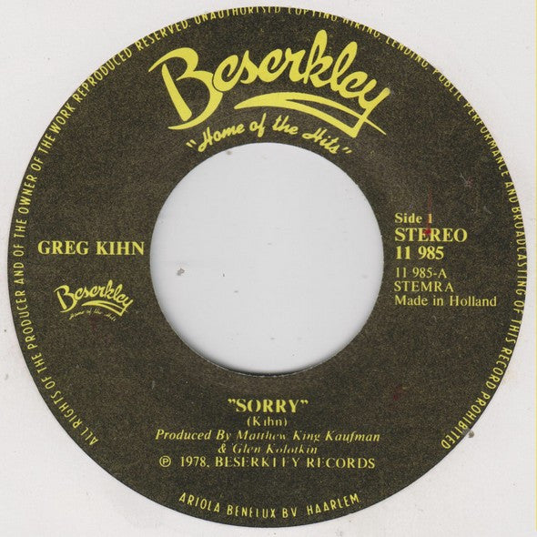Greg Kihn : Sorry (7", Single)
