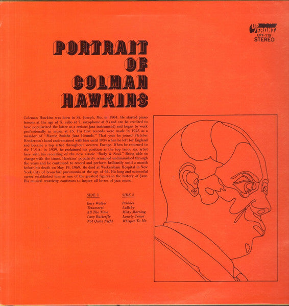 Colman Hawkins* : Portrait Of Colman Hawkins (LP, Comp)