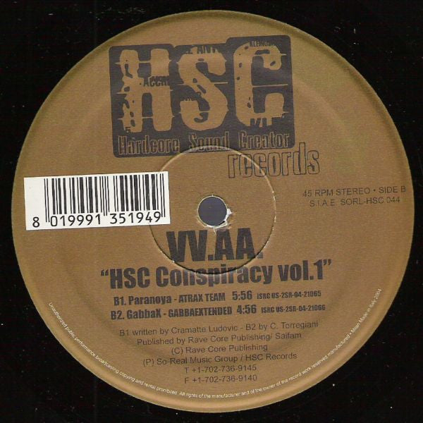 DJ Racketeer / Atrax Team / Gabbaextended : HSC Conspiracy Vol. 1 (12")