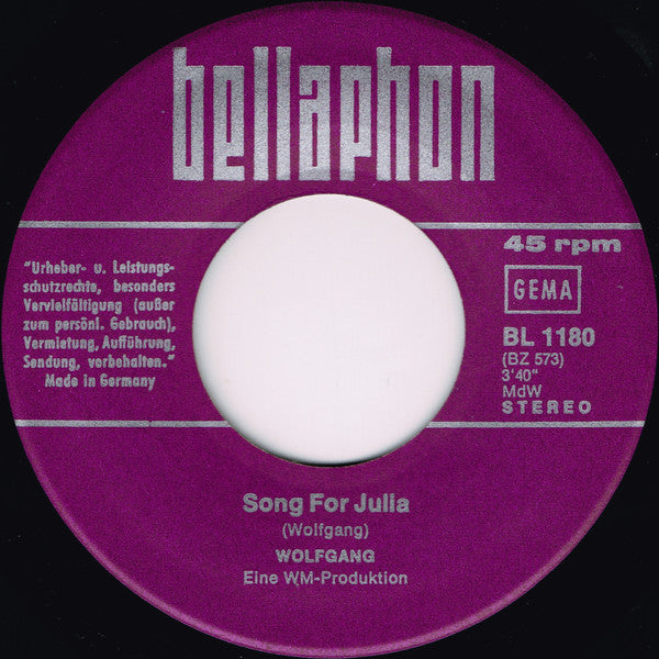 Wolfgang Hofer : Song For Julia  (7", Single)