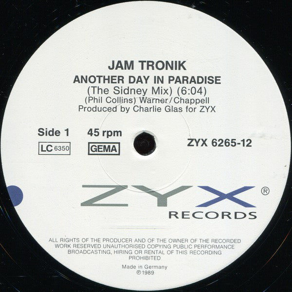 Jam Tronik : Another Day In Paradise (The Sidney Mix) (12")