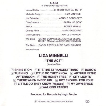 Liza Minnelli, "The Act" Original Broadway Cast : The Act (Original Broadway Cast) (CD, Album)