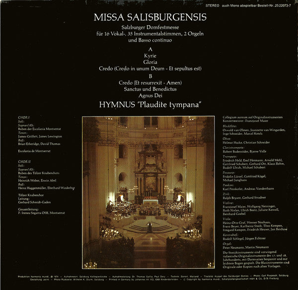 Escolania & Capella De Música Montserrat, Tölzer Knabenchor, Collegium Aureum, Ireneu Segarra OSB : Missa Salisburgensis A 53 Voci (LP, Album, Gat)