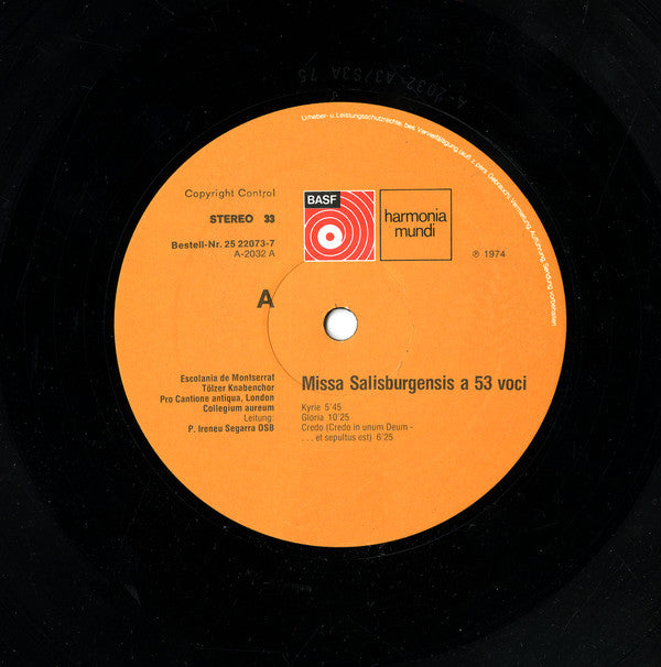 Escolania & Capella De Música Montserrat, Tölzer Knabenchor, Collegium Aureum, Ireneu Segarra OSB : Missa Salisburgensis A 53 Voci (LP, Album, Gat)