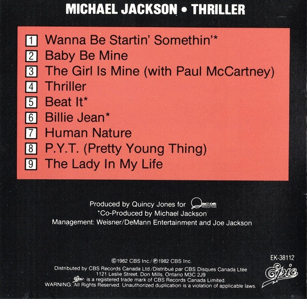 Michael Jackson : Thriller (CD, Album, RE)