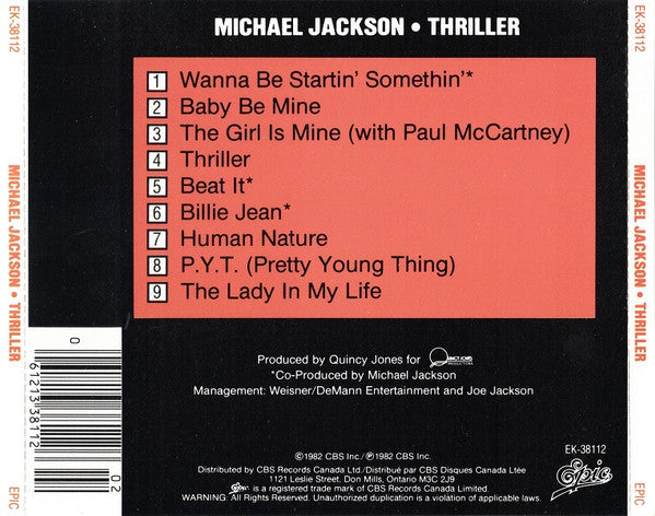 Michael Jackson : Thriller (CD, Album, RE)