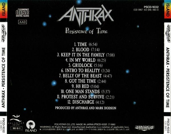 Anthrax : Persistence Of Time (CD, Album)