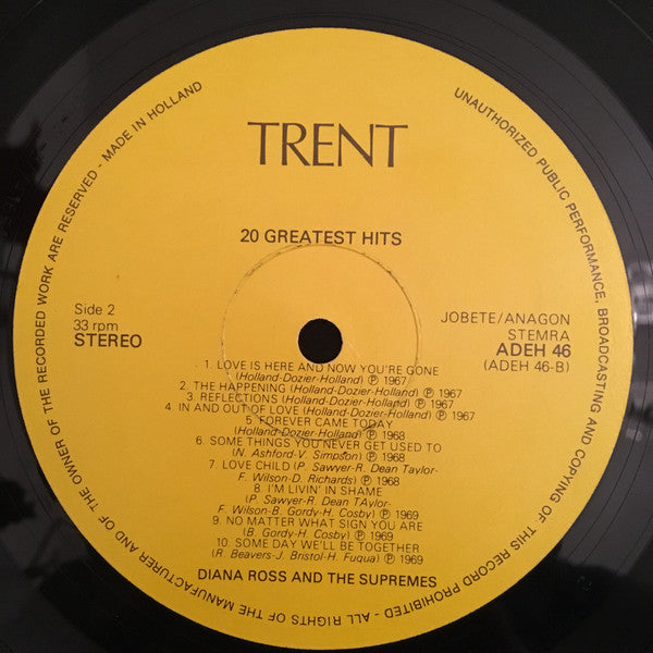 Diana Ross And The Supremes* : 20 Greatest Hits (LP, Comp)