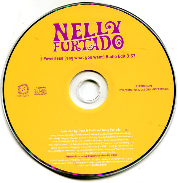 Nelly Furtado : Powerless (Say What You Want) (CD, Single, Promo, Car)