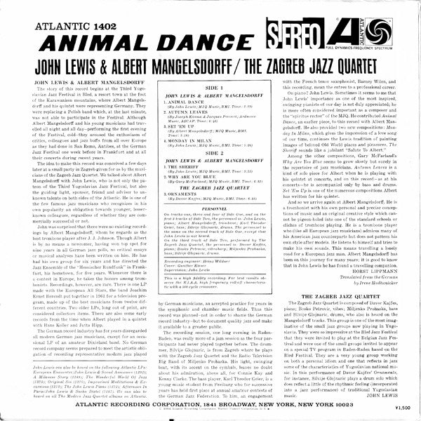 John Lewis (2) & Albert Mangelsdorff & Zagrebački Jazz Kvartet : Animal Dance (LP, Album, Ltd, RE)