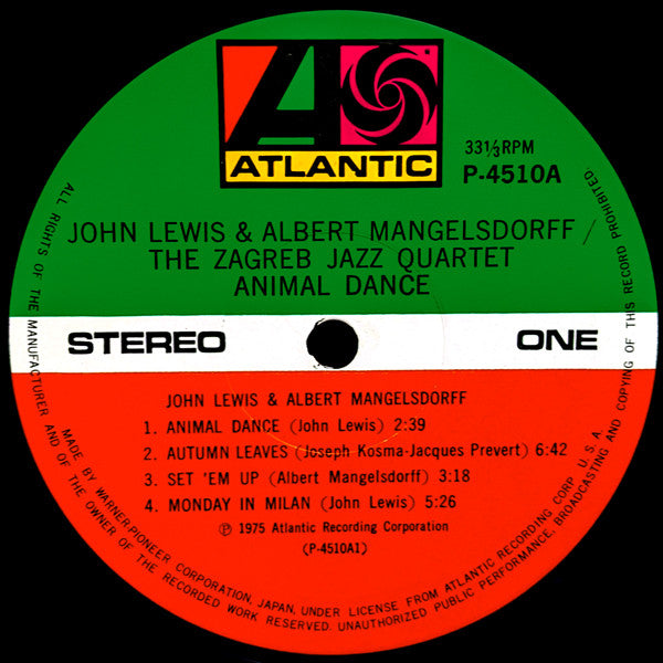 John Lewis (2) & Albert Mangelsdorff & Zagrebački Jazz Kvartet : Animal Dance (LP, Album, Ltd, RE)