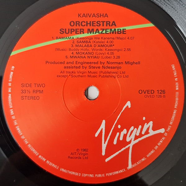 Orchestra Super Mazembe : Kaivaska (LP, Album, RE)