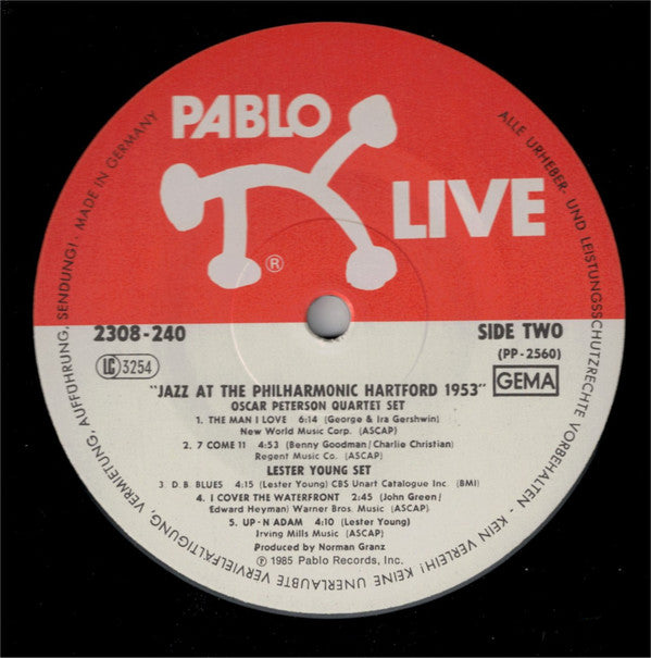 Various : Norman Granz' Jazz At The Philharmonic Hartford, 1953 (LP, Album, RE, Gat)