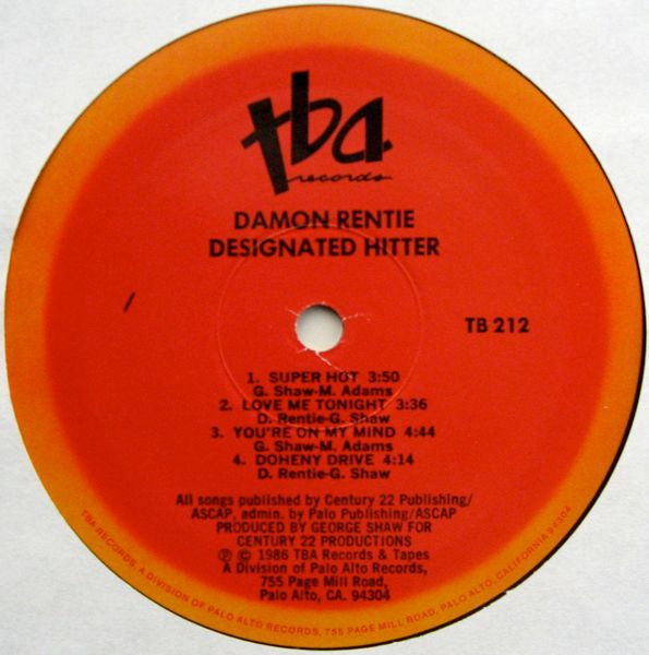 Damon Rentie : Designated Hitter (LP, Album)