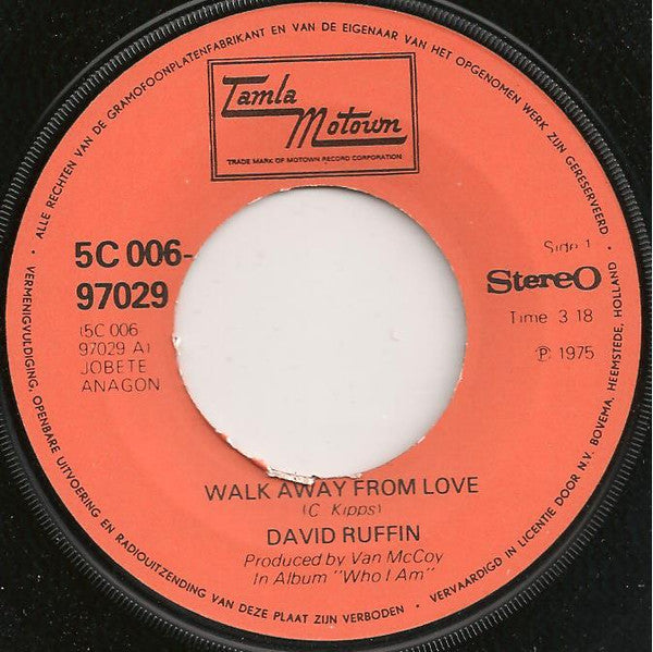 David Ruffin : Walk Away From Love (7", Single)