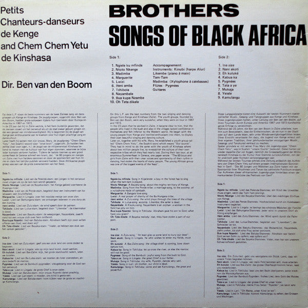 Brothers (9) : Songs Of Black Africa (LP, Album)