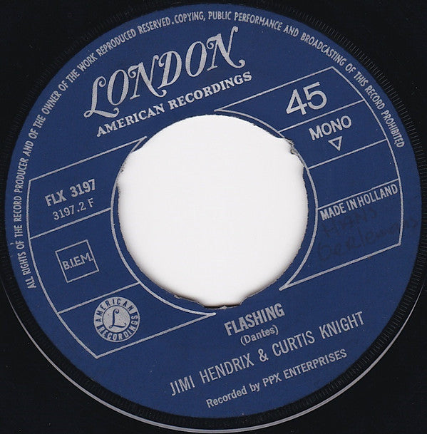 Jimi Hendrix & Curtis Knight : Hush Now / Flashing (7", Mono)
