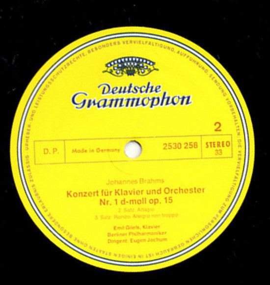 Johannes Brahms – Emil Gilels · Berliner Philharmoniker · Eugen Jochum : Klavierkonzert Nr. 1 d-moll Op. 15 (LP, Gat)
