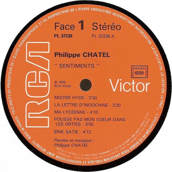Philippe Chatel : Sentiments (LP, Album)