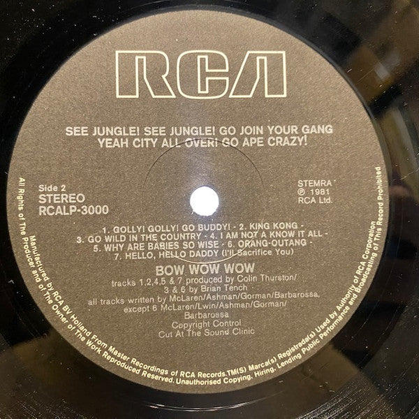 Bow Wow Wow : See Jungle! See Jungle! Go Join Your Gang Yeah, City All Over! Go Ape Crazy! (LP, Album)