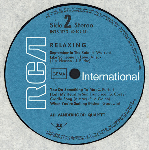 Ad Van Den Hoed Kwartet : Relaxing (LP, Album)