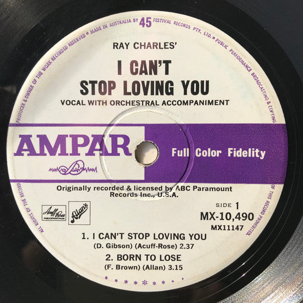 Ray Charles : I Can't Stop Loving You (7", EP)