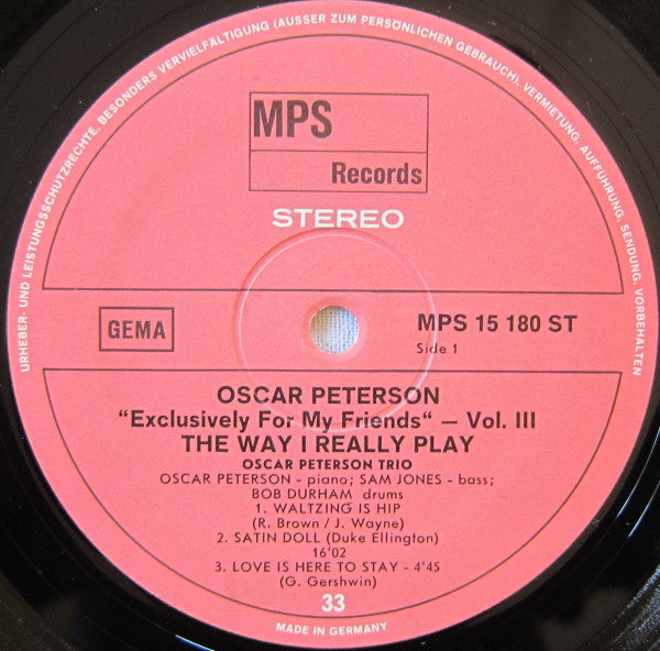 Oscar Peterson : The Way I Really Play (LP, Album)