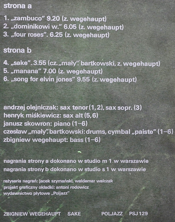 Zbigniew Wegehaupt : Sake (LP)