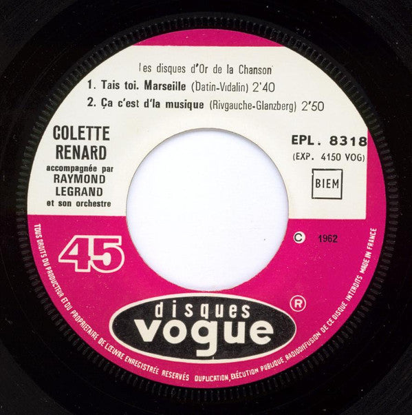 Colette Renard : Les Disques D'Or De La Chanson  (7", EP)