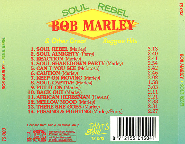 Bob Marley : Soul Rebel & Other Great Reggae Hits (CD, Comp)