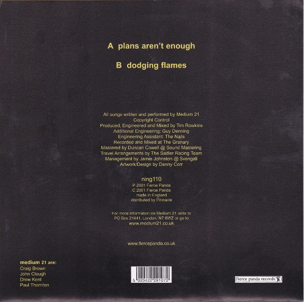 Medium 21 : Plans Aren't Enough (7", Single)