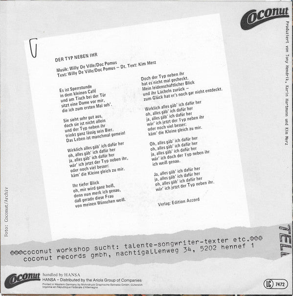 Kim Merz : Der Typ Neben Ihr (7", Single)