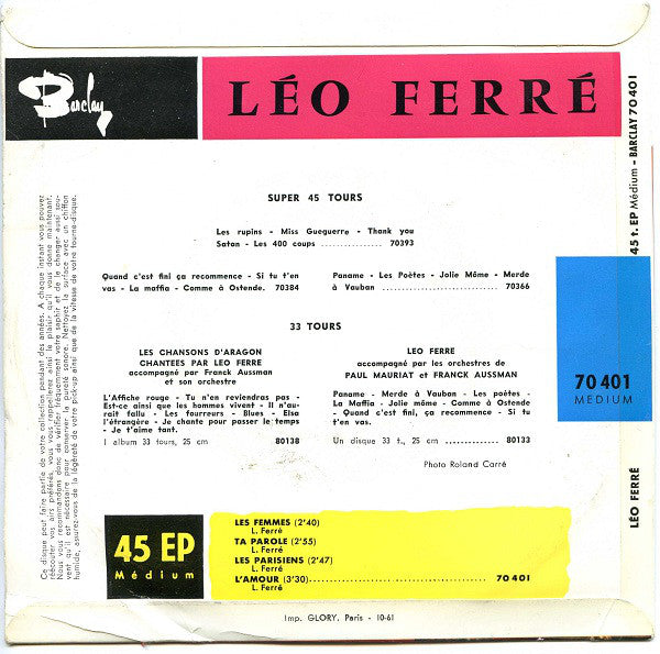 Léo Ferré : Les Femmes (7", EP)