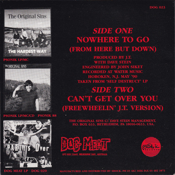 The Original Sins : Nowhere To Go (From Here But Down) (7", Red)