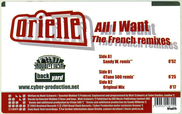 Orielle : All I Want (The French Remixes) (12", Maxi)