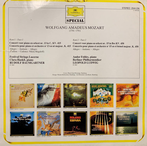 Clara Haskil, Andor Foldes - Wolfgang Amadeus Mozart : Klavierkonzerte Nr. 13 & 15 (LP, Comp, RE)