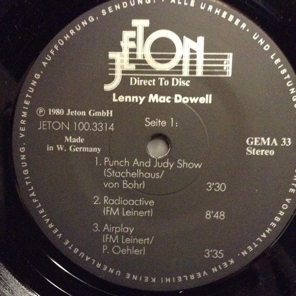 Lenny Mac Dowell : Airplay (LP, Album, Dir)