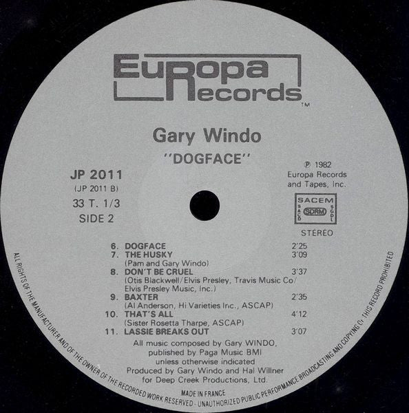 Gary Windo : Dogface (LP, Album)
