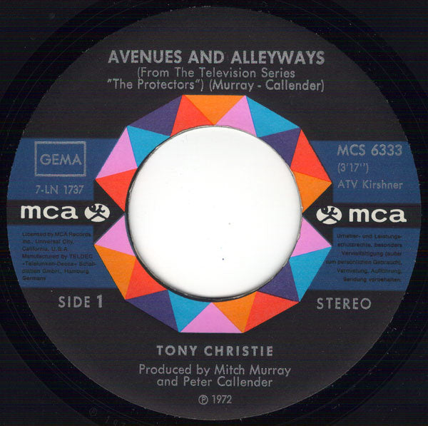 Tony Christie : Avenues And Alleyways (7", Single)