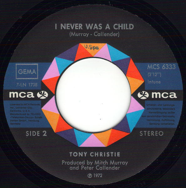 Tony Christie : Avenues And Alleyways (7", Single)