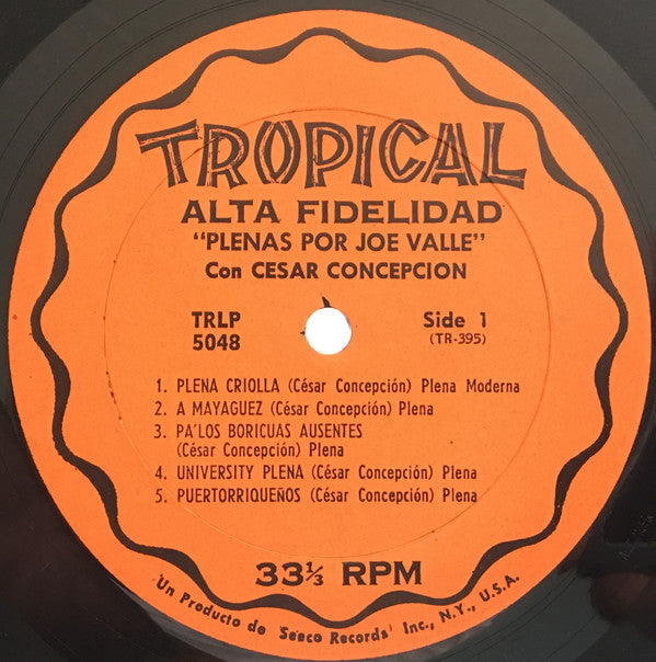 Joe Valle Con Cesar Concepcion Y Su Orquesta : Plenas (LP, Album)