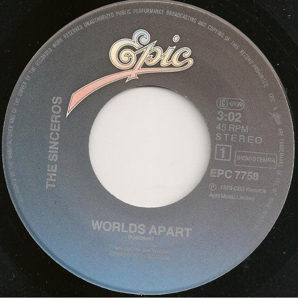 The Sinceros : Worlds Apart (7", Single)