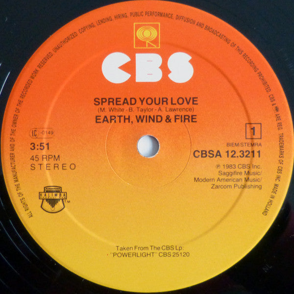 Earth, Wind & Fire : Spread Your Love (12", Maxi)
