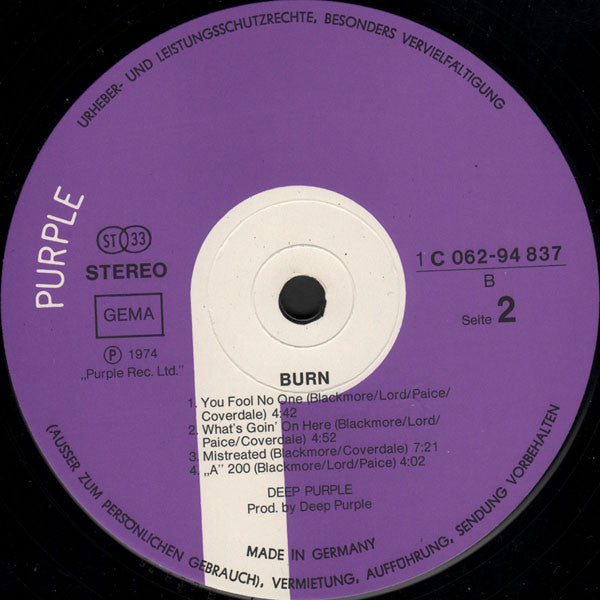 Deep Purple : Burn (LP, Album)