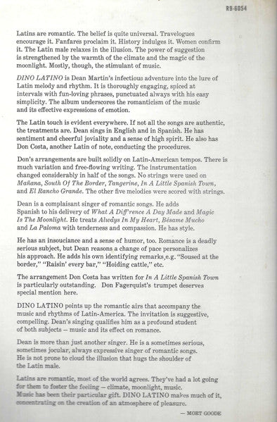 Dean Martin : Dino Latino (LP, Album)