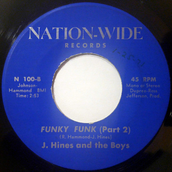 J. Hines & The Boys : Funky Funk (7")