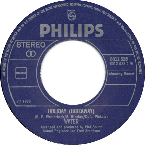 Water (4) : Holiday (Hideaway) / All Around You Tumble (7", Single)