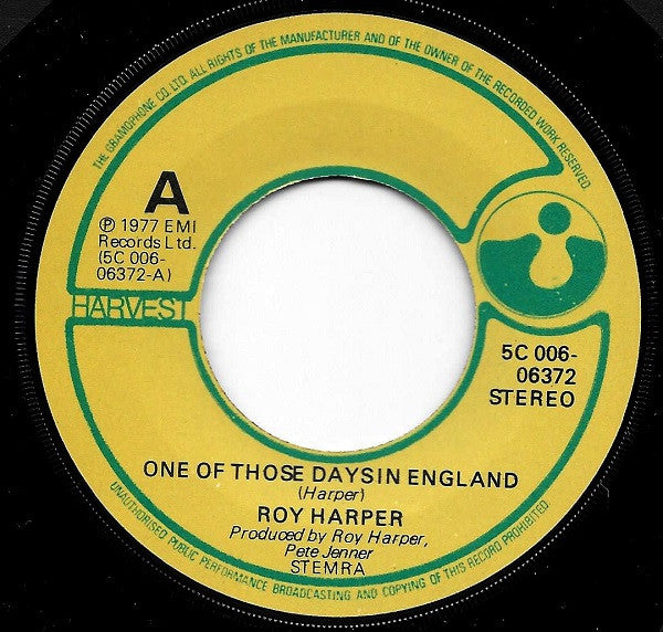 Roy Harper : One Of Those Days In England (7", Single)