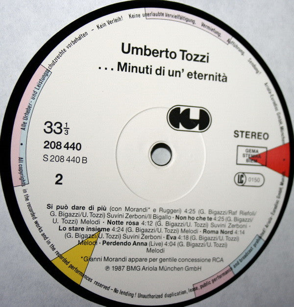 Umberto Tozzi : Minuti Di Un'Eternita (LP, Comp)